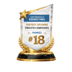 Trophy for San Francisco Business Times' 18th fastest growing private company in 2021.