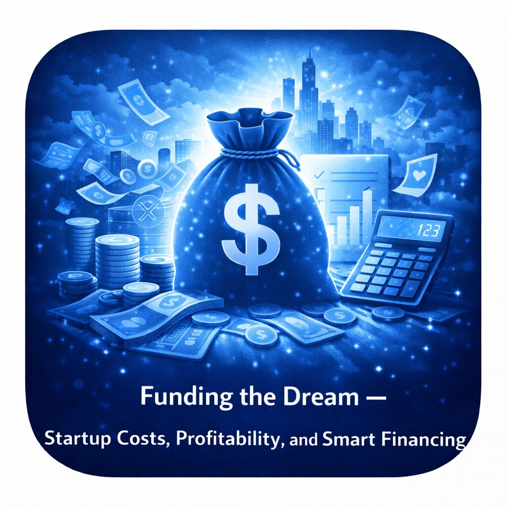 A digital illustration of financial growth with a money bag and technology icons.