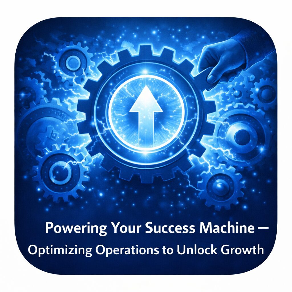 Illustration of gears powering growth and success.
